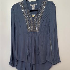 NWT American Rag Blue Embellished Long Sleeve Blouse